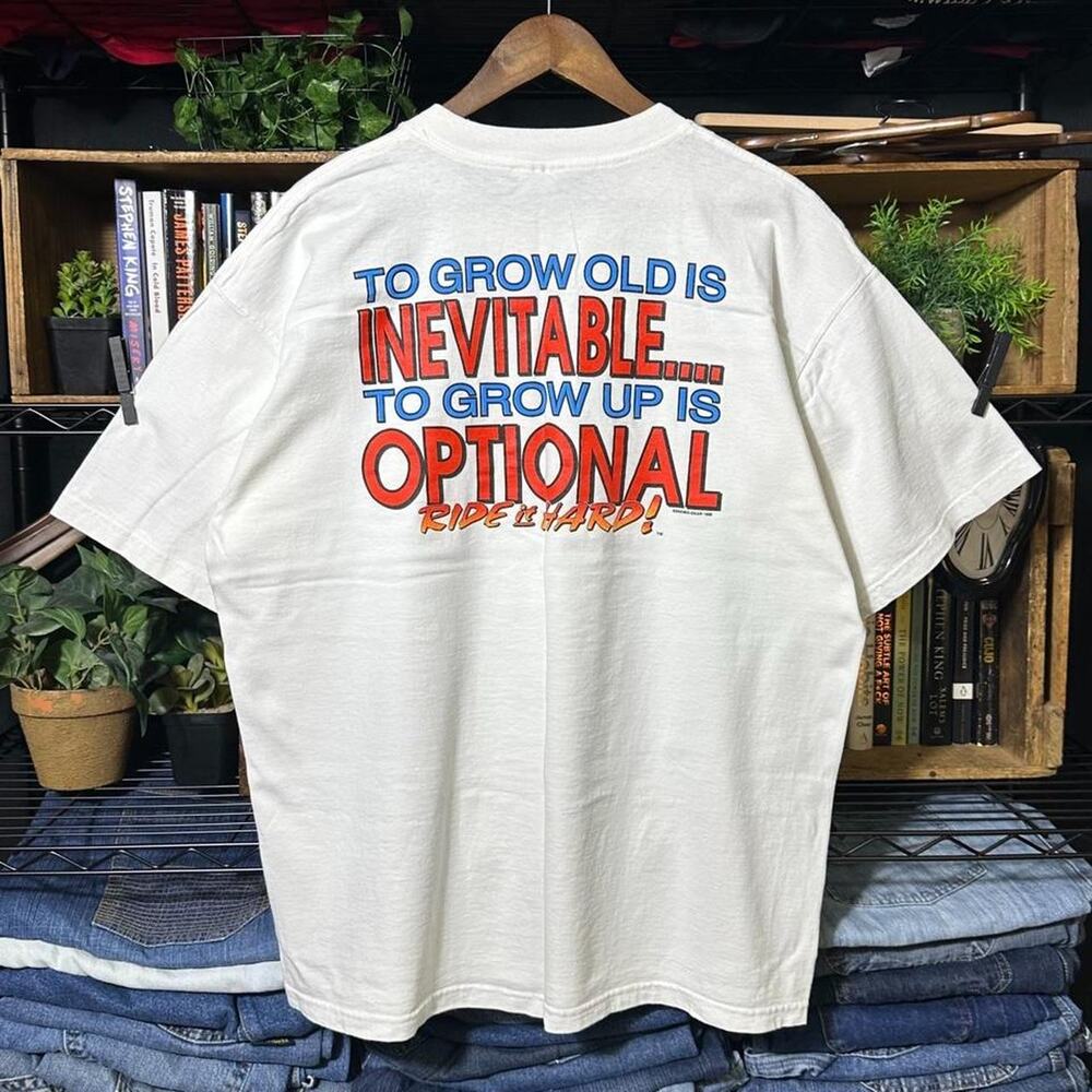 Vintage 90s Ride Hard Car Show Biker Tee Mens XL White and Red Cars Shirt